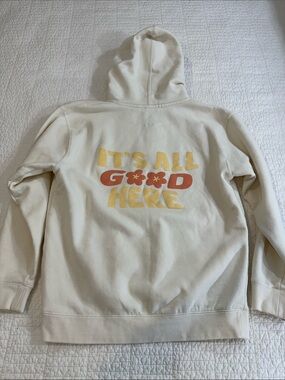 SUNKISSED COCONUT Medium Hoodie  'It's All Good Here' Cream Hoodie